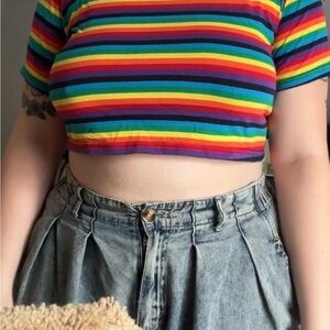 ROMWE Multicolor Striped Crop Top